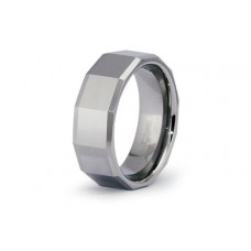 Tungsten Carbide Faceted Ring 8mm